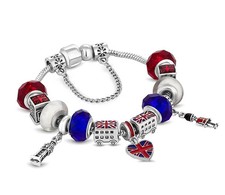 Diamante Stile Tesoro Braccialetto Con 13 British Ciondoli Donna Moda Gioielli