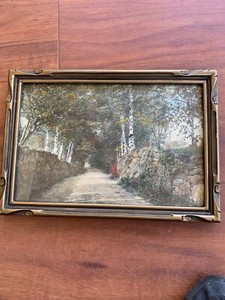 J-C-Bicknell-Hand-Colored-Photograph-Signed-Framed-Birches-On-The-Trail