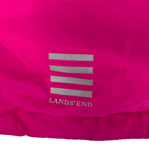 Lands End Kids Sz XL 16 Hot Pink Down Parka Fur Trimmed Hooded Jacket Coat - Picture 8 of 9