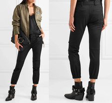 Nili Lotan 525 Wool French Military Crop Pants in Black; 2