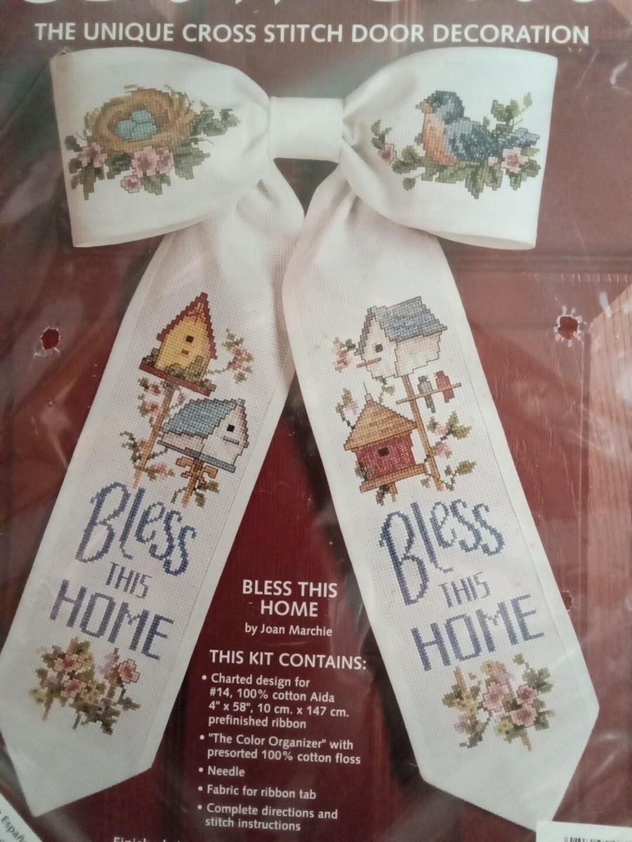 Bow Ties BLESS THIS HOME Cross Stitch Kit 08111 Joan Marchie