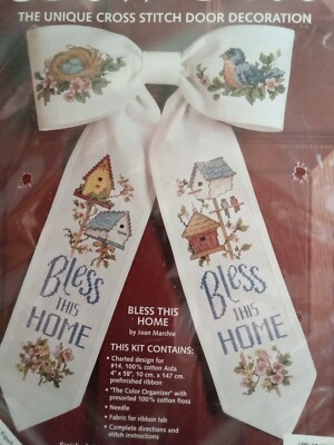 Bow Ties BLESS THIS HOME Cross Stitch Kit 08111 Joan Marchie