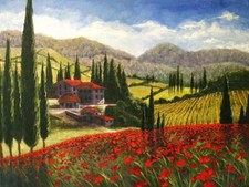 Ceramic Backsplash Tile Mural Kitchen Kitchen - Tuscan Poppies - Malenda Trick
