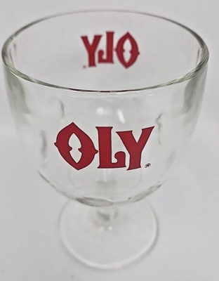Vtg OLY Olympia Glass Beer Goblet Thumbprint Streamed Dimples Carnival U272-3