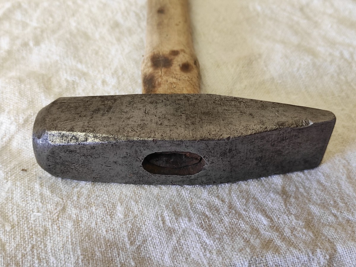 Marteau Ancien De Carrossier Et Chaudronnier – 500g, Manche Bois 28,5 Cm, Acier Forgé