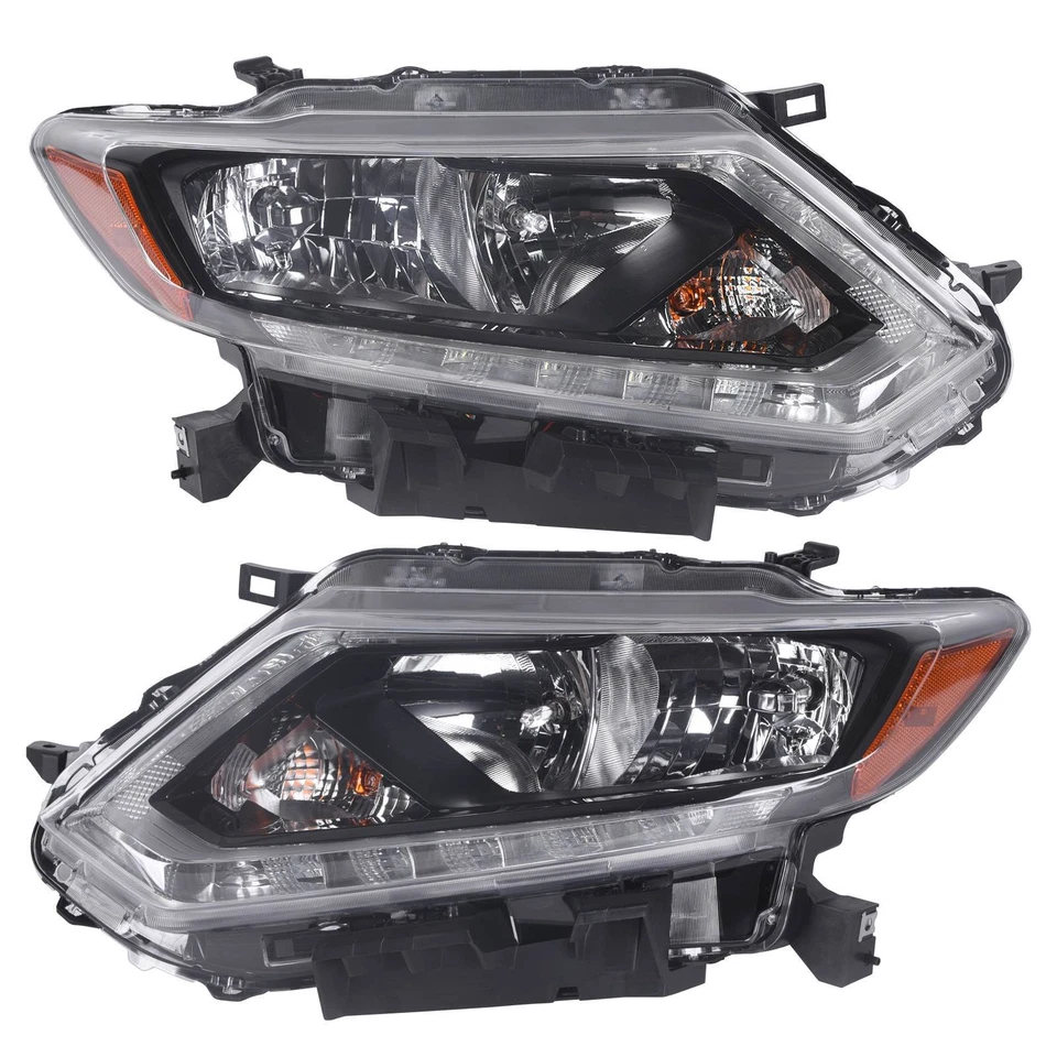 Headlights Headlamp Left+R Black shell Amber corners For Nissan Rogue 2014-2016 - Изображение 3 из 4