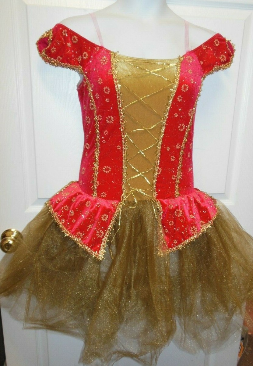 European tutu Ballet Costume Red Gold Fleck Tulle skirt XLA TIARA - Main Image
