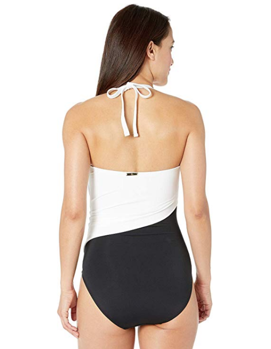 Ralph Lauren L60536 Black/White Bel Aire Bandeau One-Piece