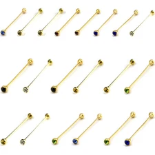 2 Packs Men Collar Pin Necktie Tie Clip Brooch Bar Gold Color Business Jewelry 