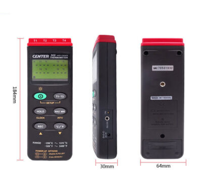 4 Channels USB Digital Thermometer Temperature Data Logger K/J Type Thermocouple