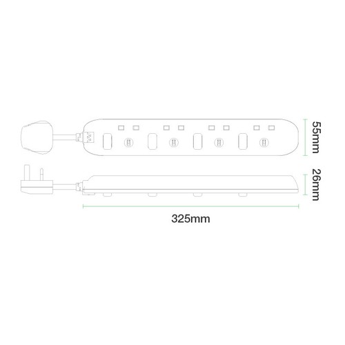 Masterplug 4 Socket 13A Individually Switched Extension Lead, 2 Metres, White - Picture 4 of 8