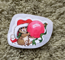 vintage christmas mouse And Ornamnet sticker, unused loose, 1980  s hallmark