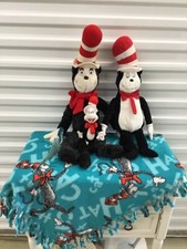 3 Vintage Dr Suess Cat  the Hat Fleece Throw Blanket ,54"X55", WILL SEPARATE