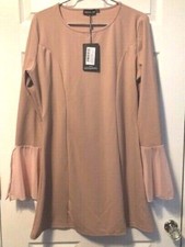 NWT PRETTY LITTLE THING Frill Sleeve Shift Dress Size 10 STUNNING DRESS