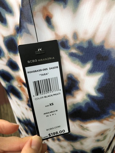 NEW $198 XS BCBG MAX AZRIA “TARA" SHEER ASYMMETRIC Multicolor 1 DRESS TUNIC - Picture 7 of 8