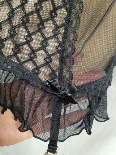 La Senza Black Champagne Basque Corset Mesh Suspender Babydoll Size 10B As NEW - Picture 5 of 8