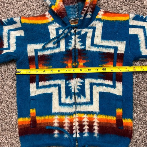 Vtg Alpaca Wool Hoodie Southwestern Jacket Full Zip Harding 80s 90s Youth Kids - Picture 3 of 11