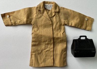VINTAGE 1960's MARX MIKE HAZARD DOUBLE AGENT TRENCH COAT + BLACK EXPLODING CASE