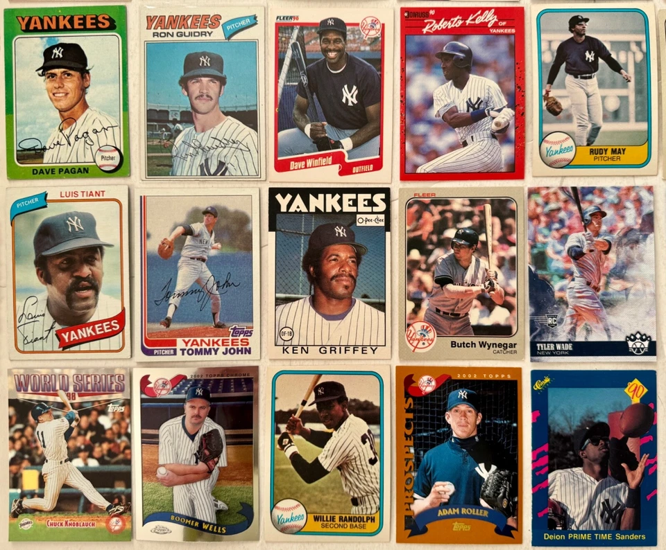 Lote de 54 tarjetas de béisbol de los Yankees de Nueva York Topps, Donruss, Fleer años 70 a 2000 Foto 4 de 4