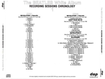 洋楽 WHITEALBUM RECORDING SESSIONS CHRONOLOGY THE BEATLES / WHITE ALBUM : RECORDING SESSIONS CHRONOLOGY