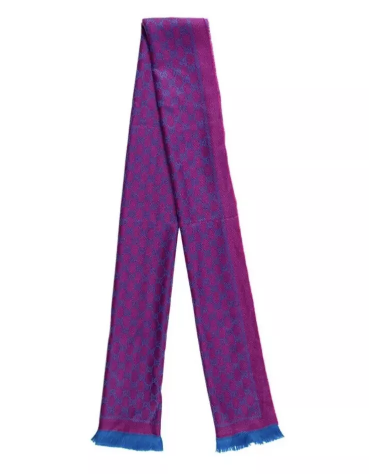 Écharpe laine Gucci GG 2016 neuve avec étiquettes collection violet multi