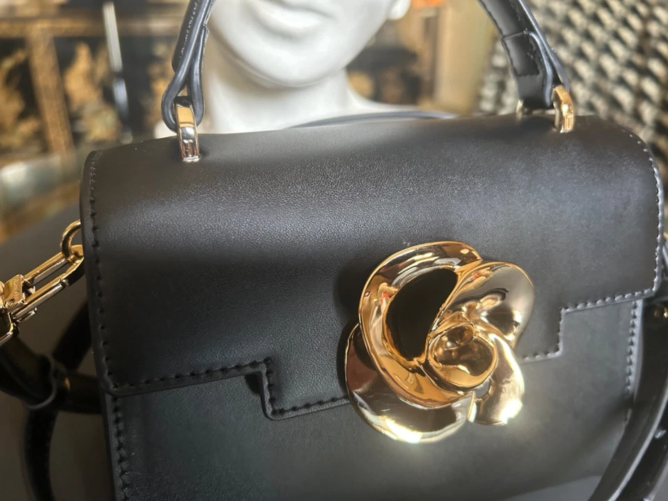 NEW TED BAKER Rosyia Mini Top Handle Black Leather Bag Crossbody Strap - Image 4 of 4