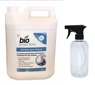 BIO-PRODUCTIONS GYM Exercise Equipment Cleaner 5 Litre Bio Concentrate Fragranced 5L