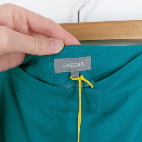 Jaeger Size UK 8 Teal Green Blue 100% Linen Tapered Leg Trousers BNWT RRP £99 - Picture 5 of 8