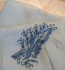 Embroidered Blue Silk Hand Rolled 27" Square Scarf with Embroidered Letter W — photo 4