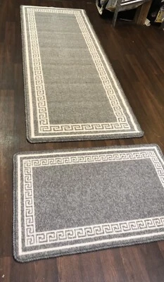 RUGWORLD CORRIDORI ANTISCIVOLO 66X185CM CIRCA 6FTX2FT3 + ZERBINO 50X80 SET DI 2 ARGENTO/BIANCO X