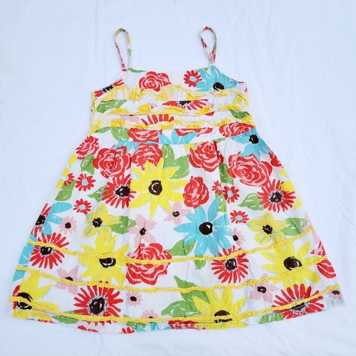 Beetlejuice London Girl's Colorful Floral Swiss Dot Tank Dress - size 6