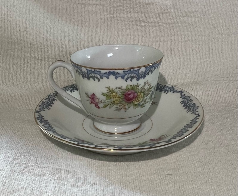 Cherry China Cup And Saucer Made In Ocupied Japan