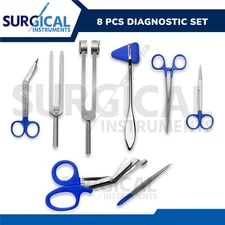 8 pcs Medical Diagnostic Kit Stainless Ideal for EMT, Nursing, Surgical ( Blue )