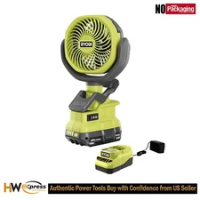Ryobi ONE+ 18V Cordless 4 in Adjustable Clamp Fan W/1.5 Ah Battery + 18V Charger
