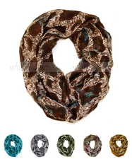 Leopard Cheetah Wild Animal Print Block Circle Loop Wrap Infinity Scarf Casual