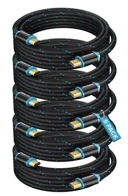 5-Pack Maximm HDMI HD2 4K Cable For TV, PS4, Xbox One, Blu-Ray, Monitor, PC, 12''