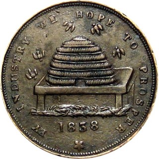 1838 Hard Times Token Bees Beehive Industry Hope Prosper HT 83A Low 194A