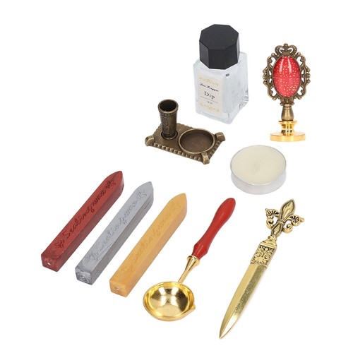 Red Quill Pen And Ink Set Vintage Style With Sealing Wax Stamp Glossy Quill SG - Picture 21 of 22