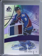 2020 Upper Deck SP Game Used Legends Purple Jersey 9/10 Joe Sakic Auto HOF 0zu