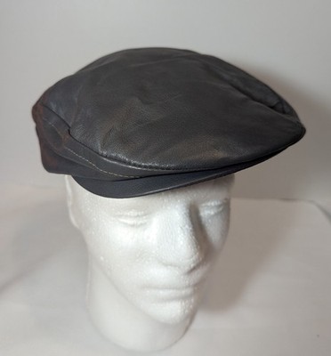 HATTERDASHERY CAP Hat Gray Leather Paper Boy News Boy Cabbie Motorcycle adjust