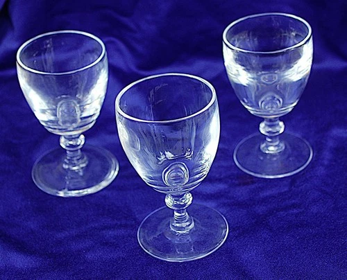 Steuben Glass   Wine Glass Goblets Signed (3)