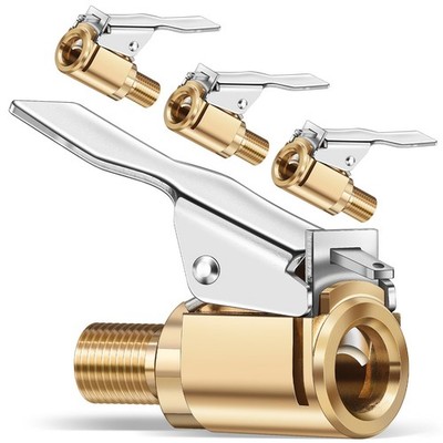 4Pack Brass Locking Tire Air Chucks with Clip Adapter for Air Compressors