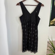 Express Black Silk Geometric Print V-Neck Crisscross Strap Sheath Dress Size S