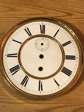 Antique Single Weight Vienna Wall Clock Enamel Dial Face Brass Surround 18.5cm