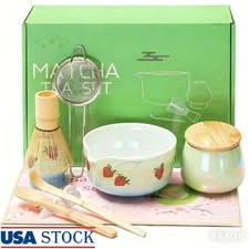 Complete 9 Piece Matcha Set Bamboo Whisk Bowl Scoop Sifter Tea Accessories Gift