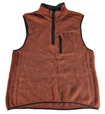 Territory Ahead Wool Blend Vest Mens Large Red 1/4 Zip Pocket Lambswool