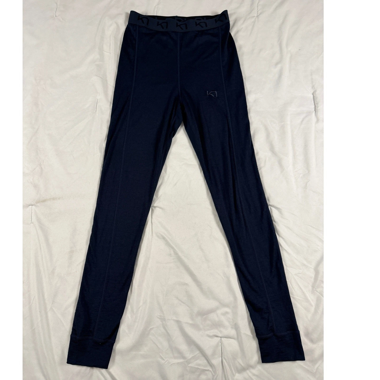 Kari Traa Womens Navy Blue 100% Merino Wool Base Layer Leggings Size Small S