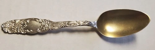 Antique Towel Sterling Silver TeaSpoon 1892 Princess Pat. 21grams Gold wash Bowl