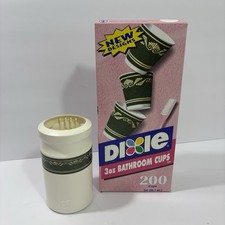 Vintage Dixie Cup Bathroom Countertop Dispenser Holder And Matching Cups