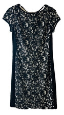 Lauren Ralph Lauren Womens 10 Black Lace Slinky Sheath Dress Cocktail Party